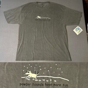 NWT It's a Dogs Life XXL Powder Hounds Have More Fun Dark Gray Snow Winter‎ Y2K